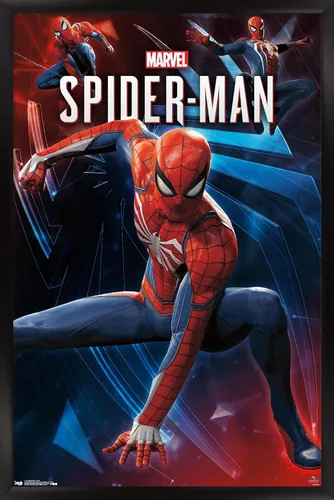 Vista 8 de Trends International Marvel Comics - Póster de pared de Spider-Man - Poses de 14.725 x 22.375 pulgadas, versión enmarcada de madera de granero