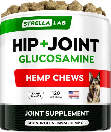 Vista 14 de STRELLALAB Suplemento avanzado de glucosamina para cadera y articulaciones para perros y caballos mayores, mejillón y colágeno de labios verdes
