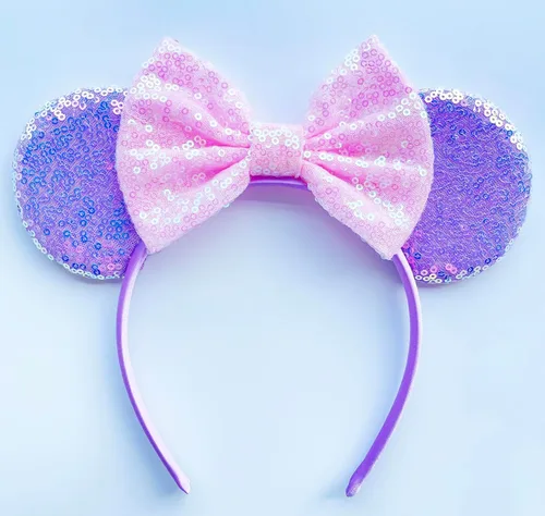 Vista 4 de A Miaow Diadema de orejas de ratón negras MM purpurina para mujer, diseño de mariposa, lentejuelas, cierre de pelo, accesorio para fiestas