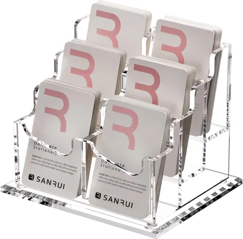 Vista 11 de SANRUI Soporte vertical para tarjetas de visita para escritorio, soporte de acrílico transparente para tarjetas de presentación, 1 ranuras