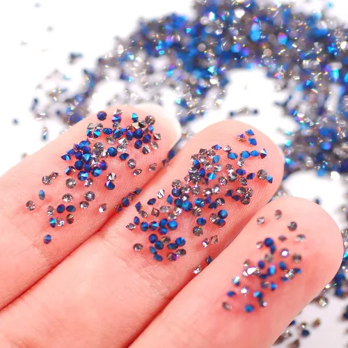 Vista 22 de 5000 cuentas de diamantes de imitación de cristal de diamante ultra mini de 0.044 pulgadas con parte trasera plana, cristales iridiscentes, brillo