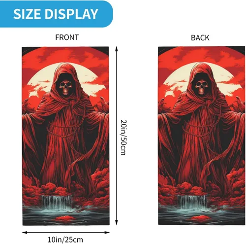 Vista 3 de HERRECX grim reaper angel skull demon skeleton red Neck Gaiter Face Cover Scarf Balaclava Bandana for Women Men Gaiter Mask for Motorcycle Cycling