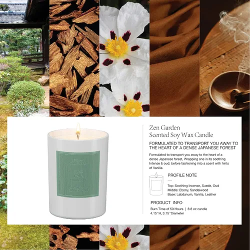 Vista 3 de ESNA HOME Leblanc Zen Garden Velas perfumadas de aromaterapia de alta calidad, velas de soja de aceites esenciales naturales, regalos para mujeres