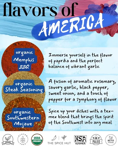 Vista 2 de Flavors of America - Juego de 3 mezclas de especias, The Spice Hut, 12 onzas