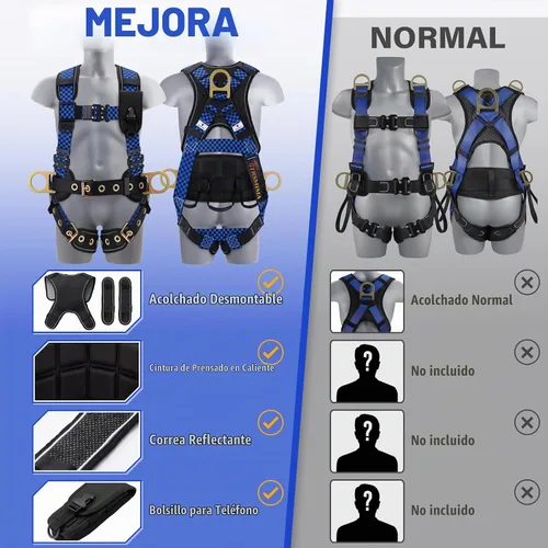 Vista 6 de Arnés de seguridad Trsmima con protección contra caídas, arnés de cuerpo completo para hombre