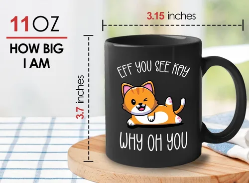 Vista 6 de Bubble Hugs Taza de café de yoga de 11 onzas, color negro, Eff You See Kay Why Oh You, meditación, deporte, alivio del estrés, relajación