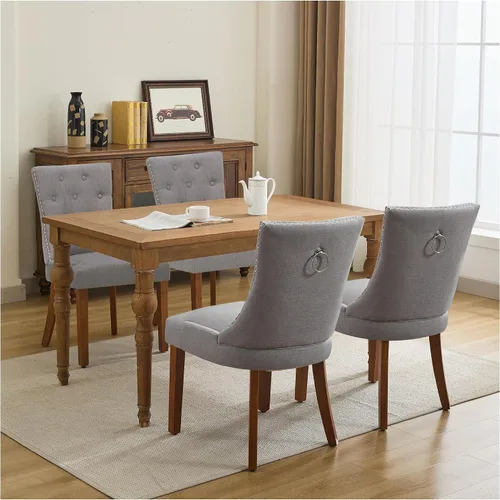 Vista 9 de Juego de 2 sillas de comedor modernas con respaldo, color beige