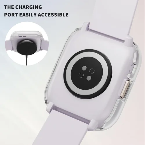 Vista 6 de Rc-Z Paquete de 2 fundas protectoras de pantalla para reloj inteligente Amazfit Active, parachoques duro de policarbonato integrado, película