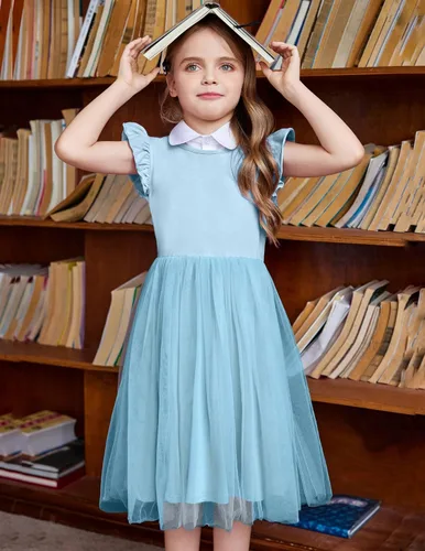 Vista 3 de Arshiner Vestido tutú para niñas pequeñas, vestidos de verano esponjosos, vestidos casuales de fiesta de tul para niños de 2 a 6 años