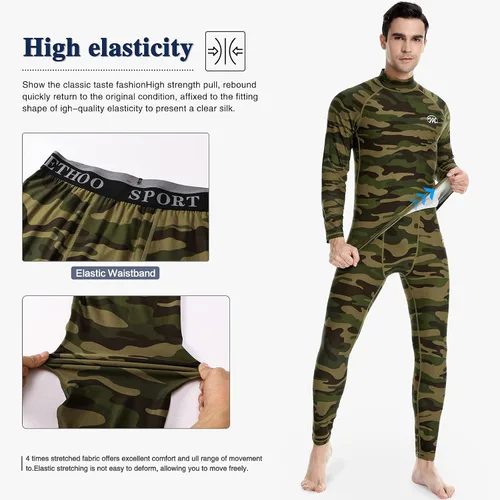Vista 4 de mens Compression Base Layers Long Johns Winter Gear With Fleece Lined for Skiing