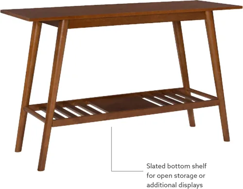 Vista 16 de Linon Melissa Mid-Century - Mesa consola moderna de nogal