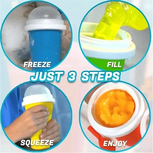 Vista 3 de Taza para Hacer Slushies, Taza Mágica de Batidos Congelados Rápidos, Taza de Enfriamiento de Doble Capa con Exprimidor, Máquina para Hacer Slushies