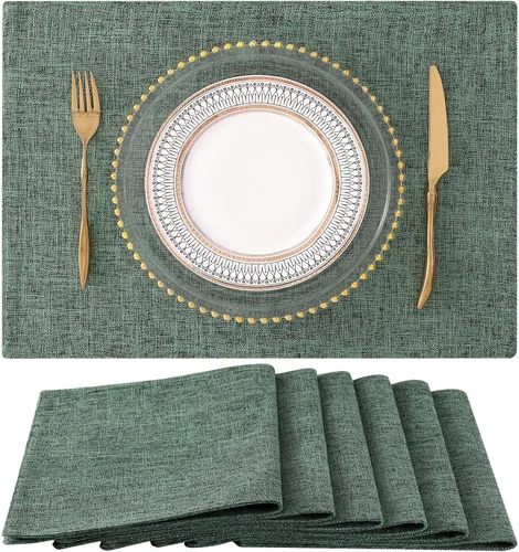 Vista 19 de homing - Juego de 4 manteles individuales de algodón y lino, manteles de tela lavables para mesa de comedor de estilo rústico para interiores y Negro