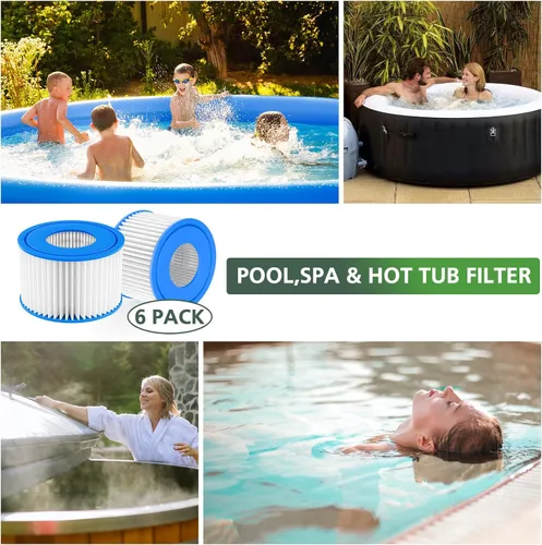 Vista 6 de isinlive Paquete de 6 Filtros Tipo VI para Bañera de Hidromasaje y Filtro de SPA de Repuesto Compatible con Lay-Z Spa, Intex, Coleman SaluSpa