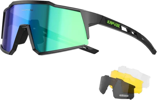 Vista 12 de KAPVOE Gafas polarizadas con 1 lente o 4 lentes de protección UV para mujeres y hombres, gafas de sol para ciclismo, marco TR90, para deportes