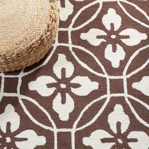 Vista 7 de SAFAVIEH Four Seasons Collection FRS236E - Alfombra de pasillo floral con gancho a mano, 2 pies 3 pulgadas x 8 pies, color chocolate y marfil