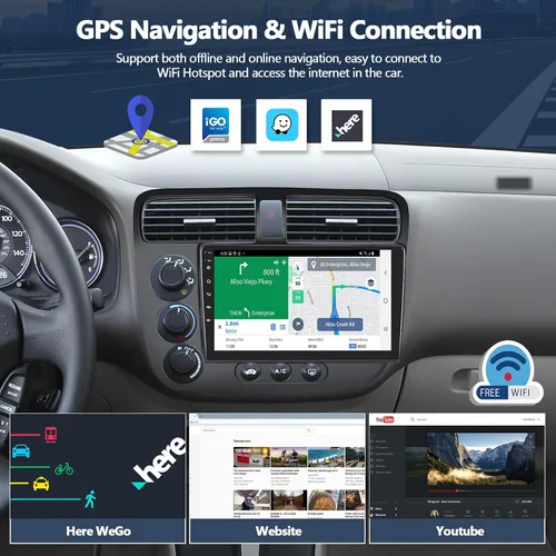 Vista 4 de 1G+32G para Honda Civic 2000 2001 2002 2003 2004 2005 Android Car Stereo con CarPlay Android Auto 9 "Pantalla táctil Bluetooth Radio de coche