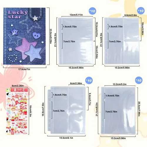 Vista 7 de Carpeta para tarjetas fotográficas A5, fundas para tarjeta fotográfica, diseño de conejito de cereza, helado y cachorro, álbum de tarjetas