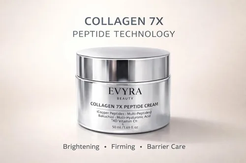 Vista 2 de EVYRA Collagen 7X Crema peptídica – Niacinamida y ácido tranexámico hidratante facial con baquuchiol, péptidos de cobre, ceramida y ácido