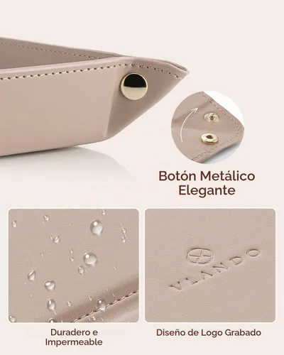 Vista 4 de VLANDO Bandeja de valet para hombres, bandeja plegable de piel sintética Toffee