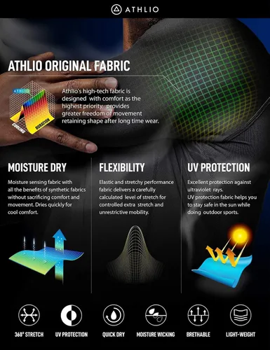 Vista 5 de ATHLIO - Paquete de 1 o 3 camisetas de compresión de manga larga con FPU 50+ para hombre, camiseta de protección para deportes acuáticos