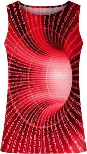 Vista 3 de Chaleco sin Mangas Estampado túnel 3D Cuello Redondo Sin Mangas Túnica Camisola Verano Deporte Camisetas activas