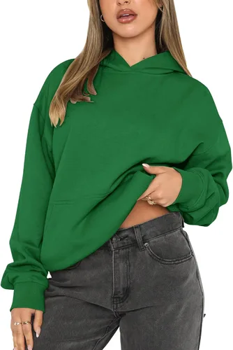 Vista 2 de Fanway&EC Sudadera casual de manga larga con capucha para mujer, ajuste holgado, de gran tamaño, con bolsillo, para otoño