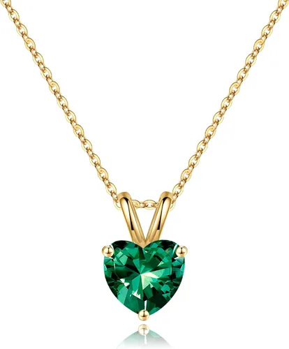 Vista 14 de SMILEST Dainty Heart Birthstone Necklace for Women, 925 Sterling Silver 01-enero-granate rojo