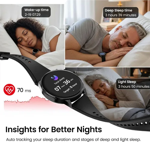 Vista 4 de Reloj inteligente de salud para mujeres y hombres, reloj de seguimiento de actividad física con pantalla de 1.43 pulgadas con frecuencia cardíaca