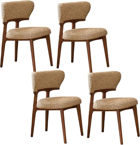 Vista 18 de Sillas de comedor retro, juego de sillas de comedor de madera, silla de cocina tapizada, silla de tocador de recepción, asiento sin brazos