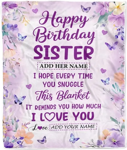 Vista 14 de Manta personalizada con texto en inglés «To My Sister from Sister Wood» No Matter Where Life Takes Us Soul Sister cumpleaños, Navidad, graduación