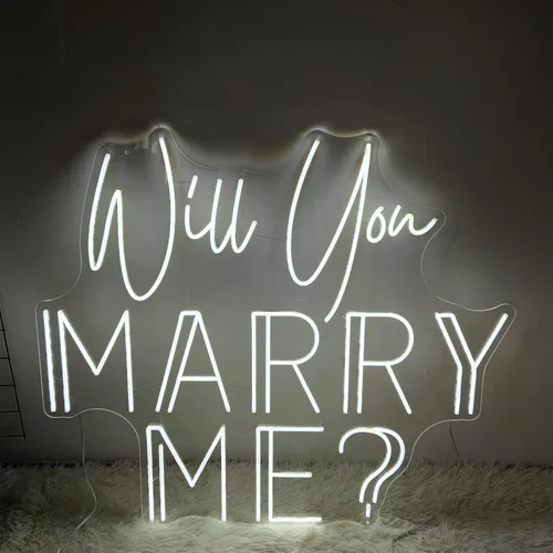 Vista 2 de Letrero de neón con texto en inglés «Will You Marry Me» para decoración de pared, letreros LED, 30 pulgadas de Mr & Mrs para decoración de pared