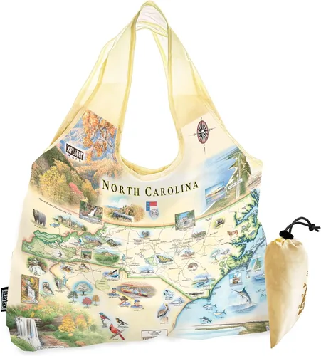 Vista 29 de Xplorer Maps Bolsa con asas – Bolsa de compras reutilizable para comestibles, plegable y lavable de nailon, resistente y compacta
