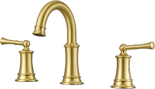 Vista 11 de Llave de baño negra, llave de lavabo de baño de 8 pulgadas con conjunto de drenaje emergente, llave de baño generalizada con líneas de suministro