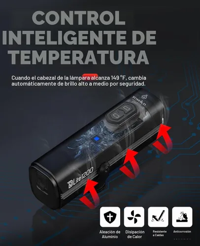 Vista 8 de TOWILD DLite1800 Bike Lights for Night Riding,1800LM Dual Light Source System,Compatible with Garmin/GoPro Mount,5000mAh Rechargeable