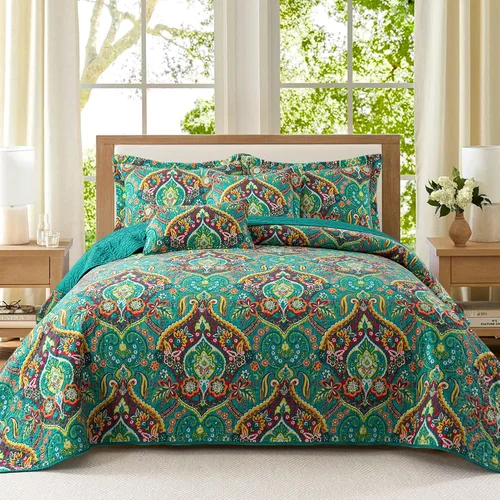 Vista 10 de VAPUTAR Juego de ropa de cama de edredón de 100 % algodón, tamaño Queen