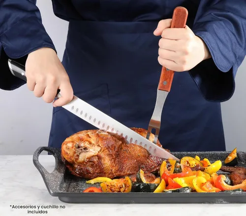 Vista 5 de New Star Foodservice Tenedor para barbacoa de grado comercial, mango de madera (13 pulgadas)