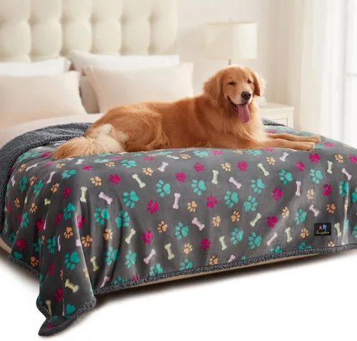 Vista 23 de Luciphia Mantas impermeables para mascotas para sofá o cama, a prueba de orina líquida, lavable, suave, esponjosa, manta reversible para perros