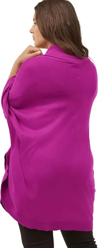 Vista 3 de ellos Suéter de poncho de cuello alto para mujer, talla grande
