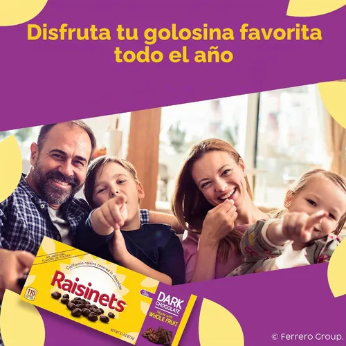 Vista 5 de Raisinets - Caja de dulces de pasas cubiertas de chocolate amargo para cine (15 unidades)