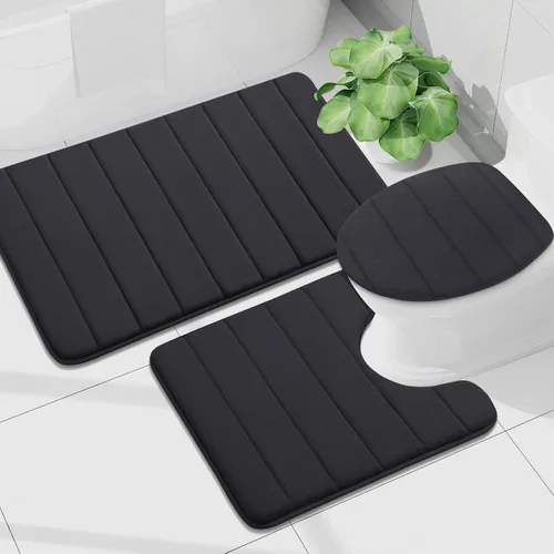 Vista 8 de Buganda Juego de 2 alfombras y tapetes de baño de espuma viscoelástica, lavables a máquina, suaves, antideslizantes, absorbentes, para baño, ducha