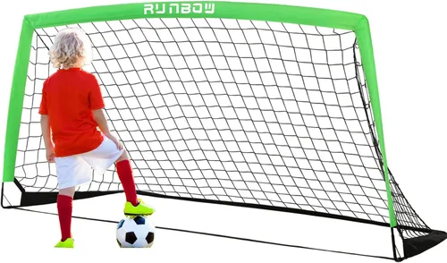 Vista 8 de Portería de fútbol infantil de 6 x 4 pies con bolsa de transporte, red de fútbol plegable portátil para entrenamiento de práctica en el patio
