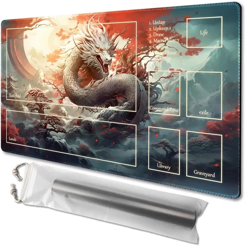 Vista 32 de MTG - Tapete de juego tamaño 24 x 14 pulgadas, bolsas de almacenamiento antideslizantes, ideal para entusiastas de los juegos de cartas, tapete