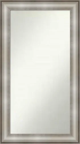 Vista 31 de Amanti Art Espejo de baño plateado para sobre el fregadero, 28 x 37 pulgadas, elegante espejo rectangular de peltre cepillado, marco de madera