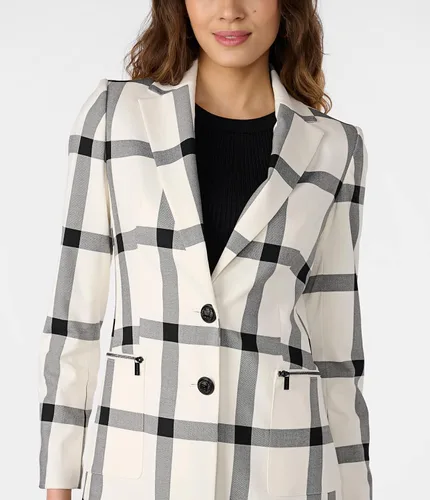 Vista 6 de Karl Lagerfeld Paris Windowpane - Chaqueta suave de manga larga para mujer
