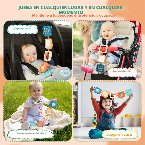 Vista 6 de Tablero de actividades para niños de 1 año, juguetes de viaje para niños pequeños de 1 a 3 años en avión, tablero Montessori ocupado cubo ocupado