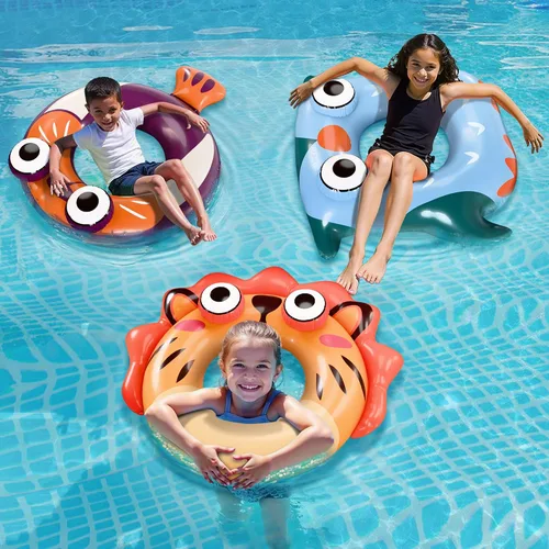 Vista 2 de Pool Wave - Flotadores inflables de piscina para niños, flotadores inflables de tubo de natación para niños, juguete flotante de agua al aire libre