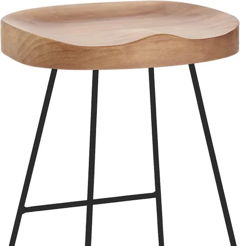 Vista 7 de Juego de 2 sillas de bar estilo rústico retro americano, taburete de bar simple de moda moderna, silla de comedor de madera de mediados de siglo