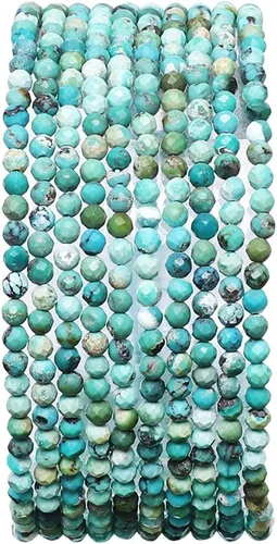 Vista 66 de BEADIA Cuentas de piedra natural africana de turquesa faceted rondelle 3x4mm semipreciosas sueltas para hacer joyas 38cm