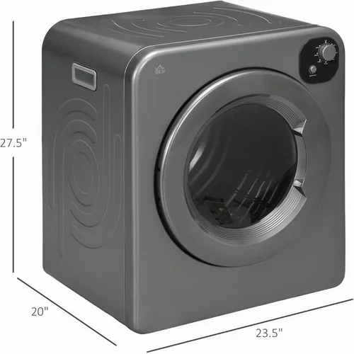 Vista 7 de HOMCOM - Secadora de ropa portátil, secadora de ropa compacta de 120V 1300W con secado inteligente, tambor de acero inoxidable de 3.2 pies cúbicos